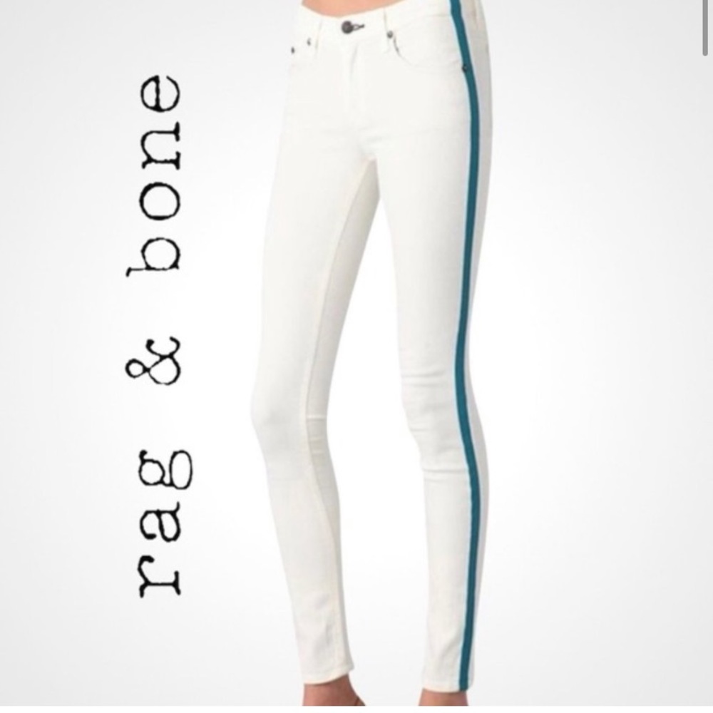 Rag and Bone white tuxedo stripe jeans